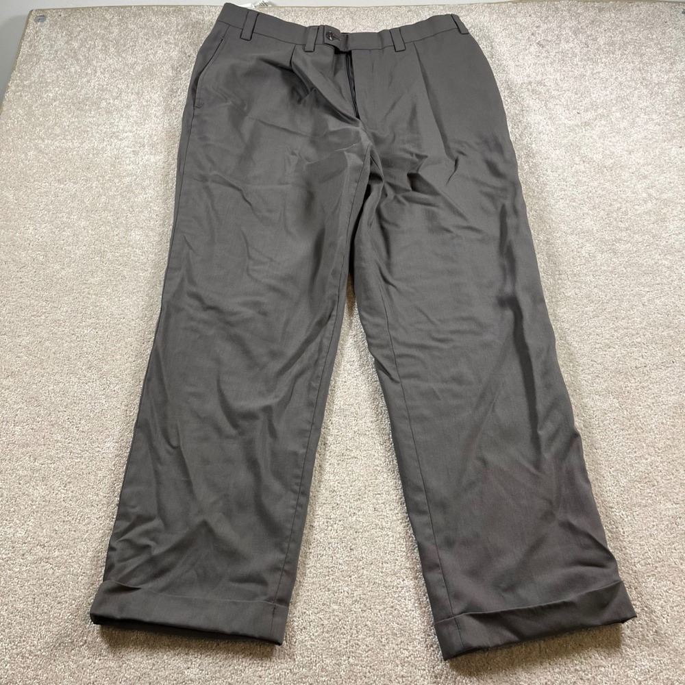 Calvin Klein Dress Pants Mens 36x30 Gray Pleated Cuffed Classic Fit Professional